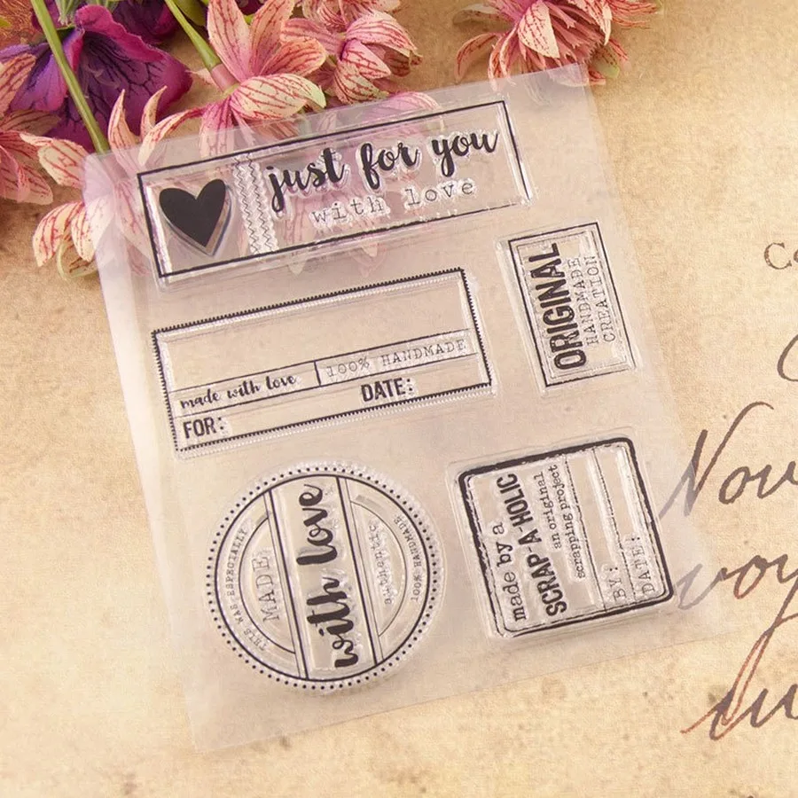 Rectangle Square Circle Text Box Just for You Letters Heart Clear Stamps Scrapbooking Card Making Valentine's Day | Дом и сад