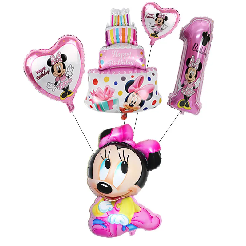 

5pcs /Mickey Minnie Mouse Star Helium Foil Balloons Kids Birthday Party Decoration Baby Shower 1st Birthday number Balloon toys