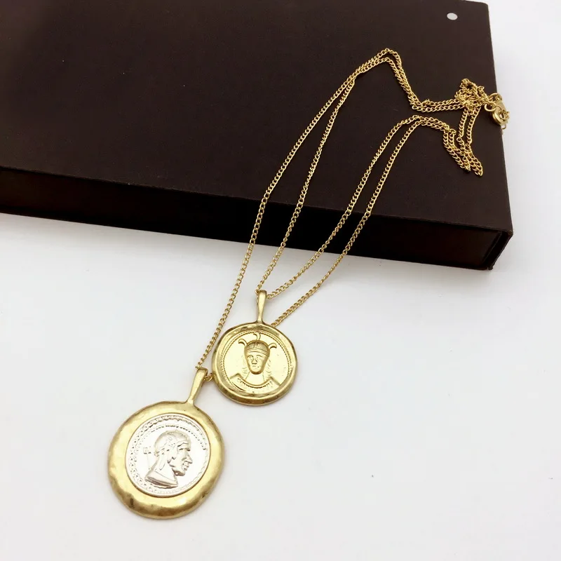 Женское винтажное ожерелье F.J4Z с подвеской в виде римских монет аксессуары |
