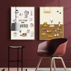 Картина на холсте с изображением милой еды, кофе, десерта, меню из мультфильмов, Постер для выпечки, Настенная картина для украшения выпечки, кухни, гостиной