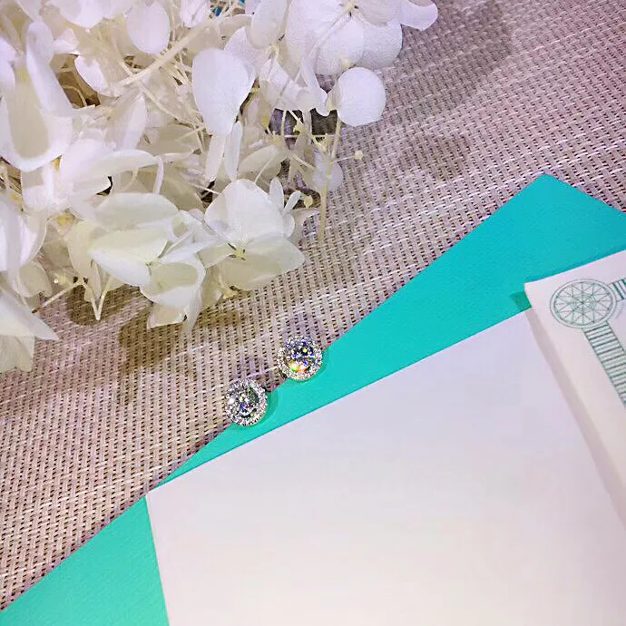 Модные большие круглые серьги-гвоздики с бриллиантами сверкающие серьги AAA