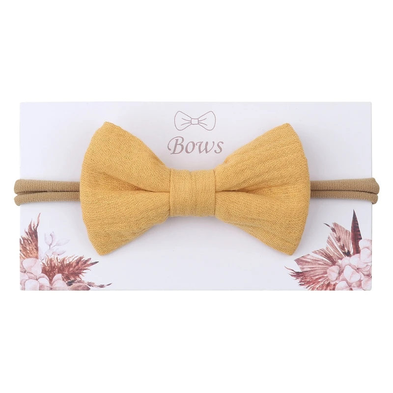 72XC Baby Girls Elastic Bow Headband Soft Cotton Solid Color Fashion Princess Bowknot Hair Band Newborn Toddler Kids Headwear | Детская