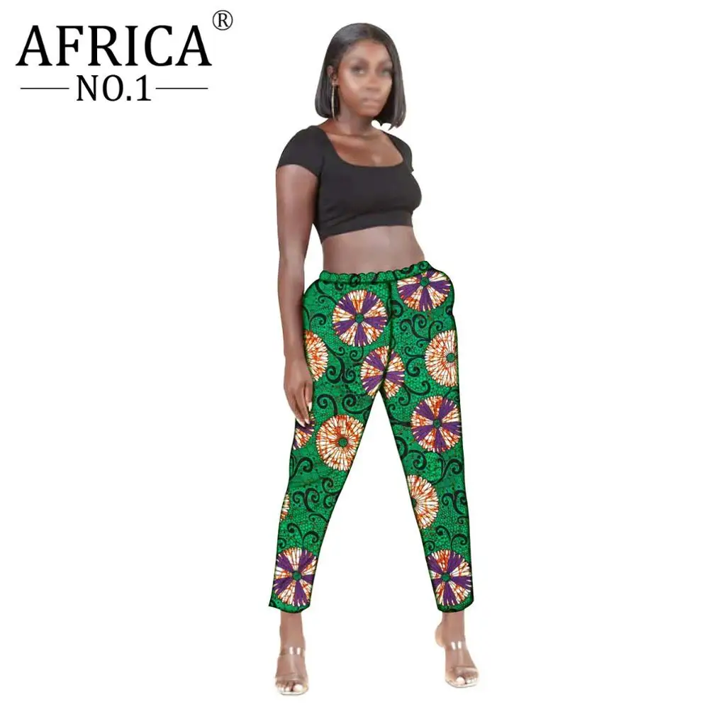

Брюки-карандаш женские в африканском стиле, модные в стиле Анкара до щиколотки с карманами, вощеный батик, повседневная одежда размера плюс,...