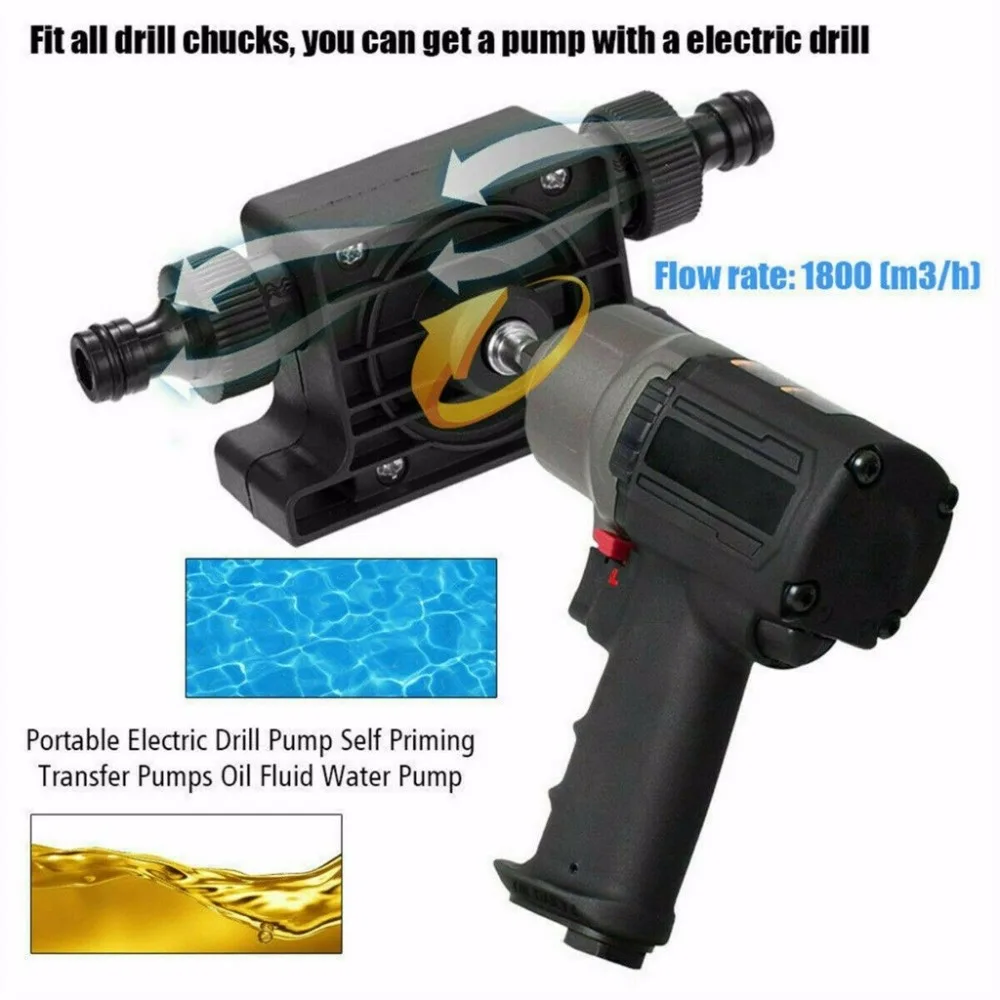 

Portable Electric Drill Pump Sinks Aquariums Pool Self Priming Transfer Pumps Oil Fluid Water Pump Hose Clamps Connectors Set