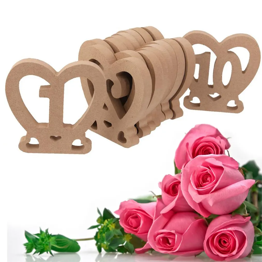 1 10 шт Мини размер деревянные сердца Ремесло Любовь полый номер пластины