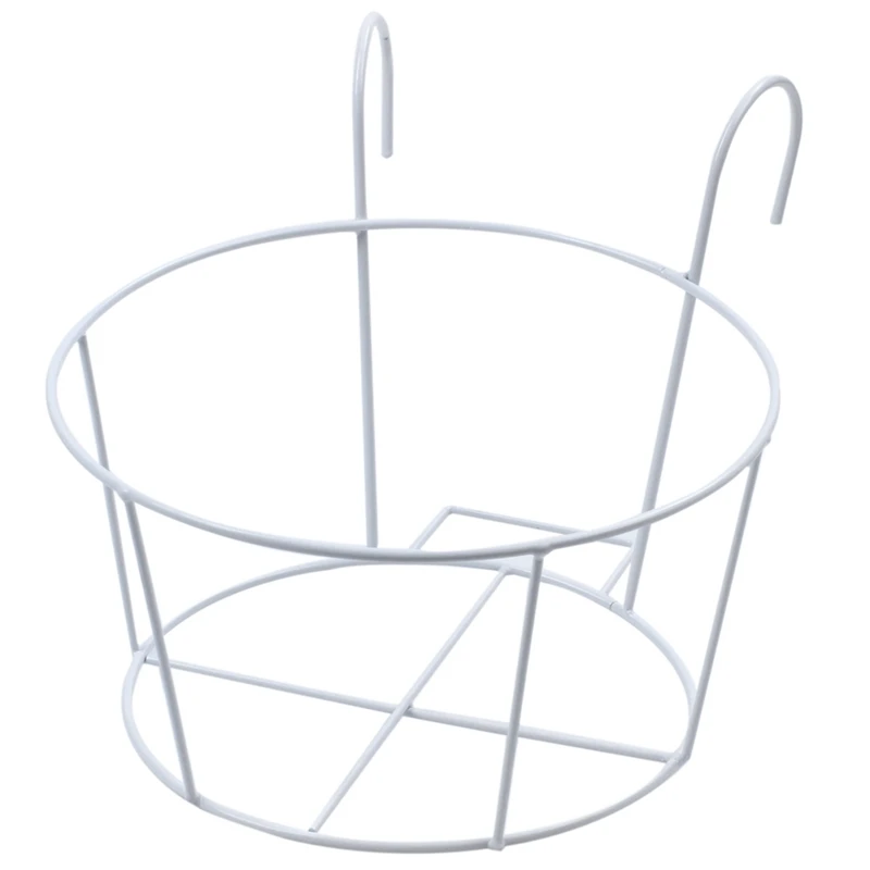 

2 Pcs Metal Iron Flower Pot Hanging Balcony Garden Plant Planter Home Decor Basket, Black & White