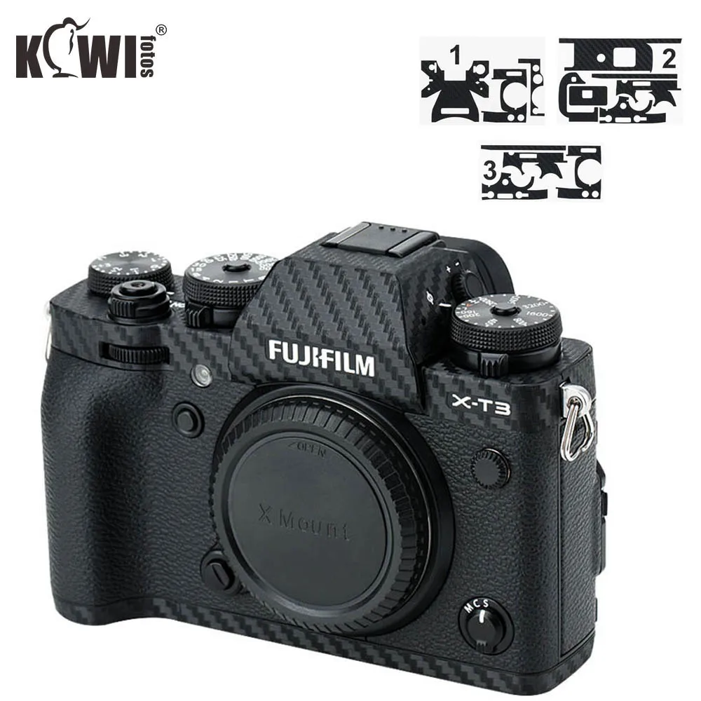 Kiwi-cubierta de cuerpo de cámara antiarañazos, película de fibra de carbono para Fujifilm X-T3 XT3 3M, pegatina antideslizante, soporte de agarre, protector de piel