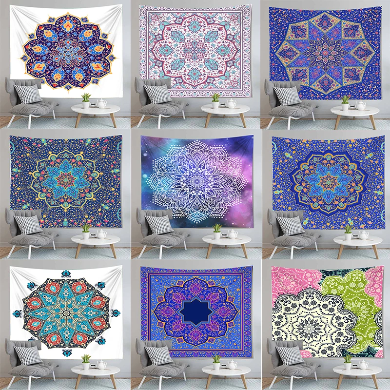 Большой гобелен с мандалой Настенный декор в стиле бохо|Гобелен| |