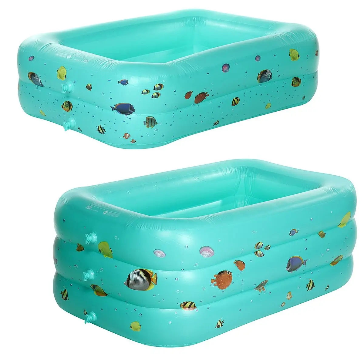 

120/130/150/180/210 cm Rectangular Inflatable Swimming Pool Kids Paddling Pool Green PVC Bathing Tub Outdoor Summer