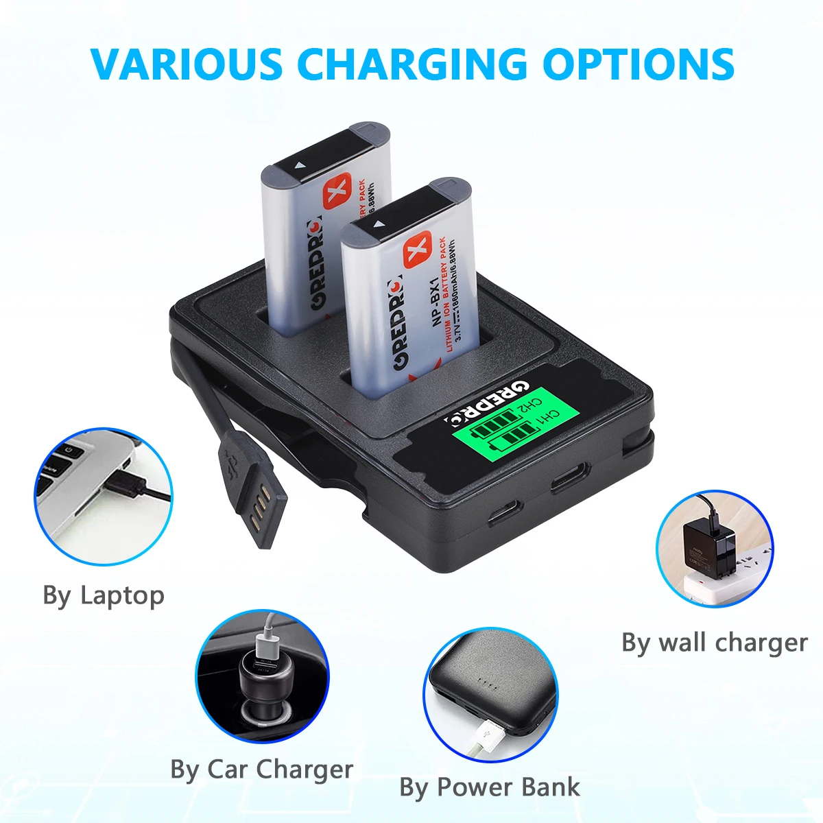 NP-BX1 NPBX1 Battery (1860mAh) + NP BX1 Charger with Type-c for Sony ZV-1 DSC- RX100 M3 M2 RX1R WX300 HX300 HX400 HX50 | Электроника