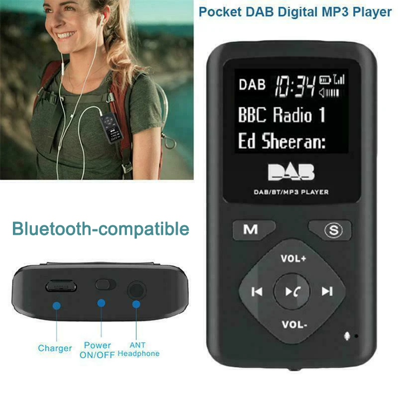 Портативный карманный цифровой мини-радиоприемник DAB/DAB + FM Bluetooth-совместимый