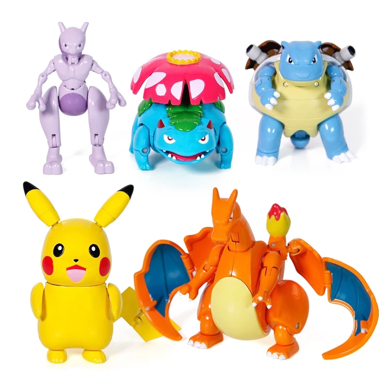 

Pokemon Figures Pikachu Blastoise Charizard Mewtwo Venusaur Elf Dolls Pokemon Deformation Pocket Monster Ball Toys Set