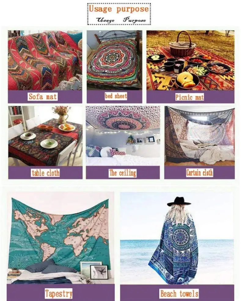 Богемный абстрактный психоделический художественный настенный гобелен