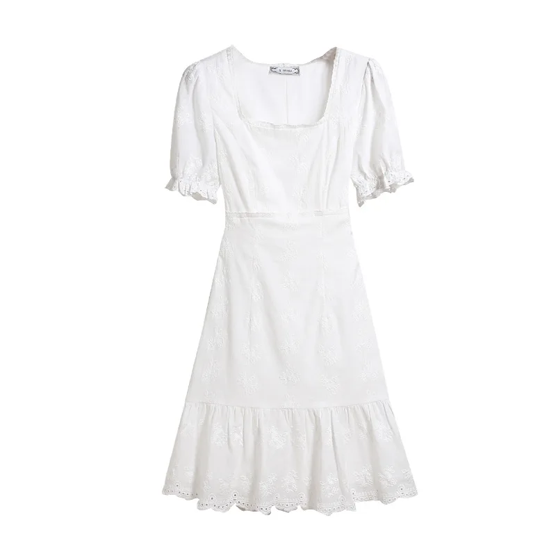 

Dress Small Dress Summer 2021 New French Niche Square Collar Show Thin White Skirt