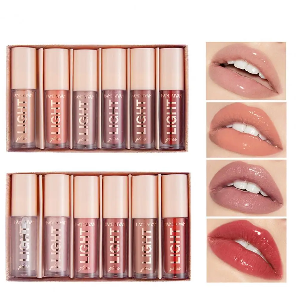 

HANDAIYAN 1 Set 3ml x 6 Liquid Lipstick Long-lasting Waterproof Cosmetics 6 Colors Glitter Glossy Liquid Lip Gloss Kit for Party