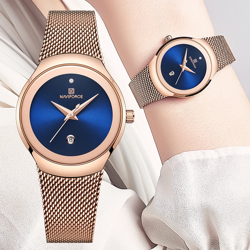 

NAVIFORCE Women Fashion Gold Quartz Watch Lady Casual Waterproof Simple Wristwatch Gift for Girls Wife Saat Relogio Feminino