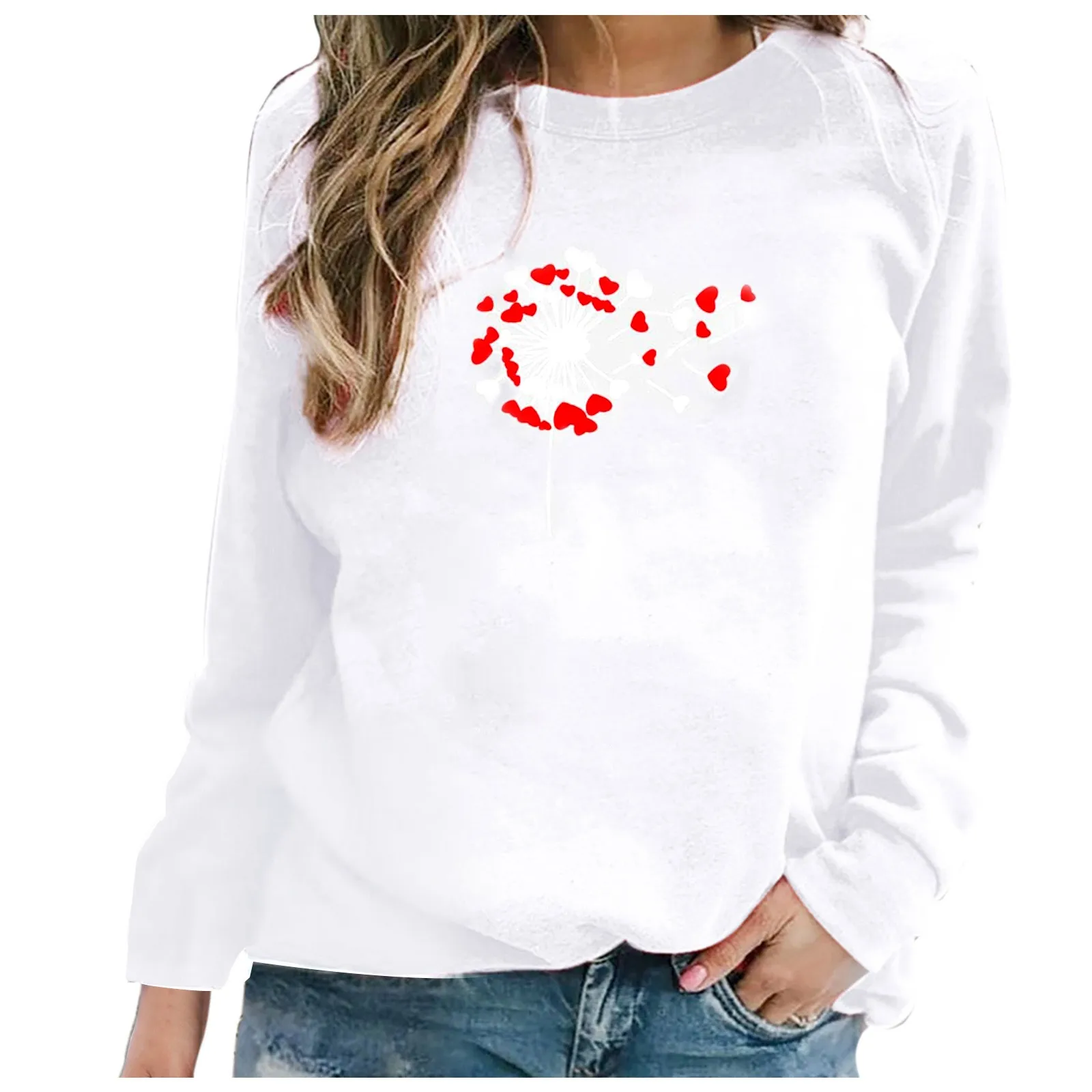 59# Oversized O-neck Harajuku Sweatshirts Flower Printing Long Sleeve Women Pullovers Streetwear Tracksuit Blouse Женское Платье