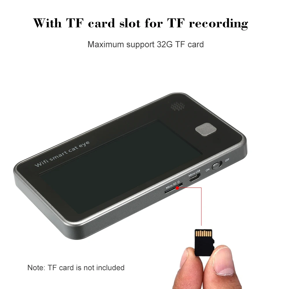 720P WiFi визуальный домофон 4," монитор беспроводной 2-way Аудио Видео Цифровой глазок дверной звонок