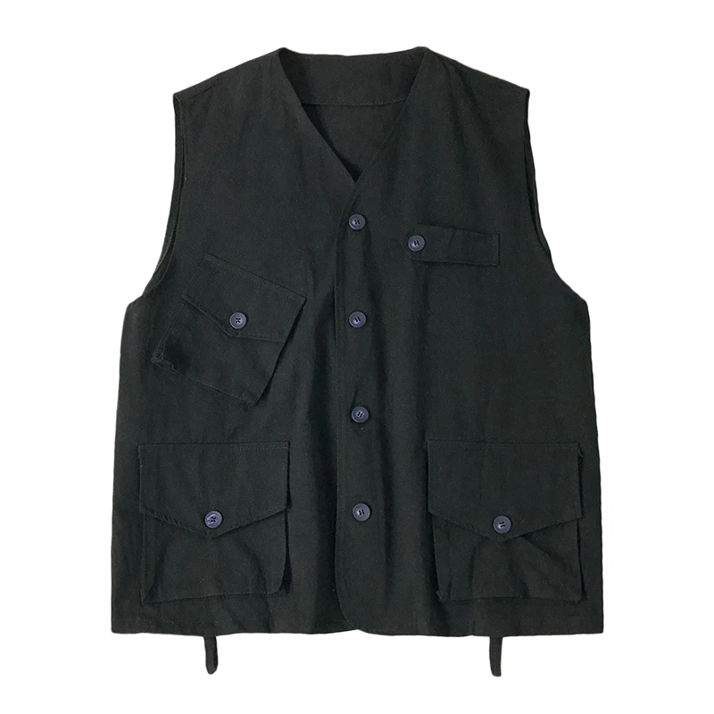 

Spring Autumn Women's Vest Jackets Korean Style The Solid Color Pocket Tooling Vest Top New Loose Sleeveless Vest Jacket LL589