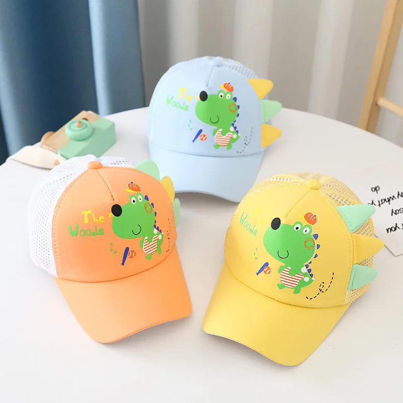 

Newest Kids Boys Girls Sunhats Child Peaked Visor Hat Cap Cartoon Dinosaur Outdoor Breathable Sunprotection Mesh Summer Hat 2-7Y