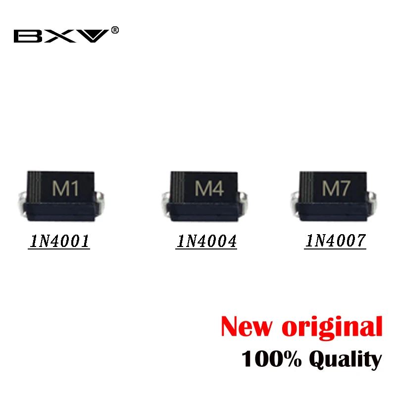 100 шт. SMA выпрямительный диод 1N4001 M1 1N4004 M4 1N4007 M7 FR107 RS1M FR207 RS2M HER108 US1M SF18 ES1J SF14 ES1D DO 214AC