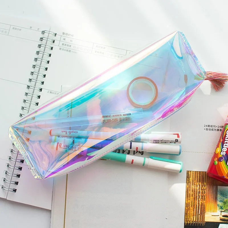 Милый креативный пенал для карандашей лазерный кавайный прозрачный карандаш