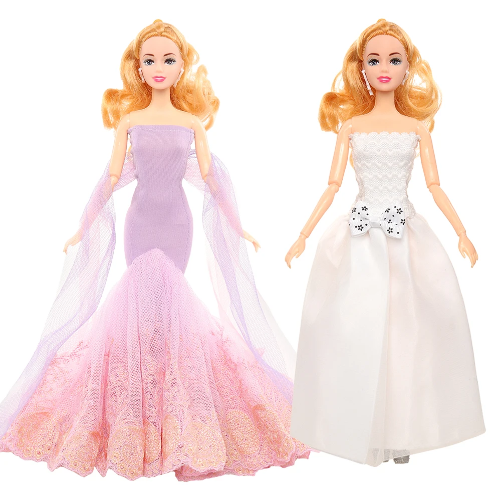 

Модная юбка ручной работы, 2 предмета = фиолетовая кружевная юбка с длинным хвостом + белый бюстгальтер, платье с бантом для Барби, «сделай са...