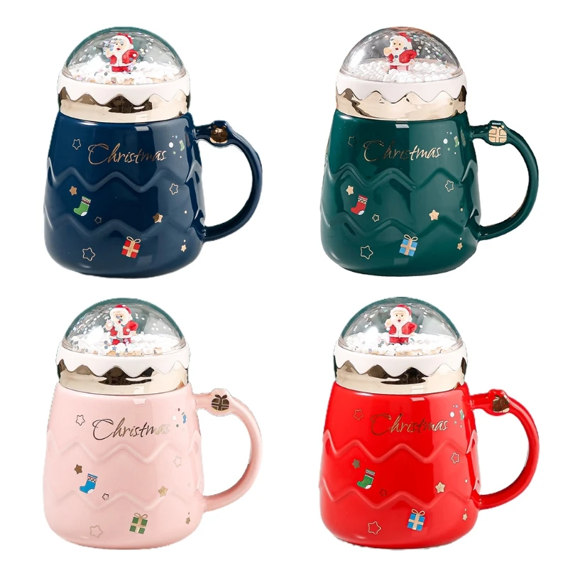 

Creative Santa Claus Ceramic Cup with Lid Holiday Style Office Home Milk Cup