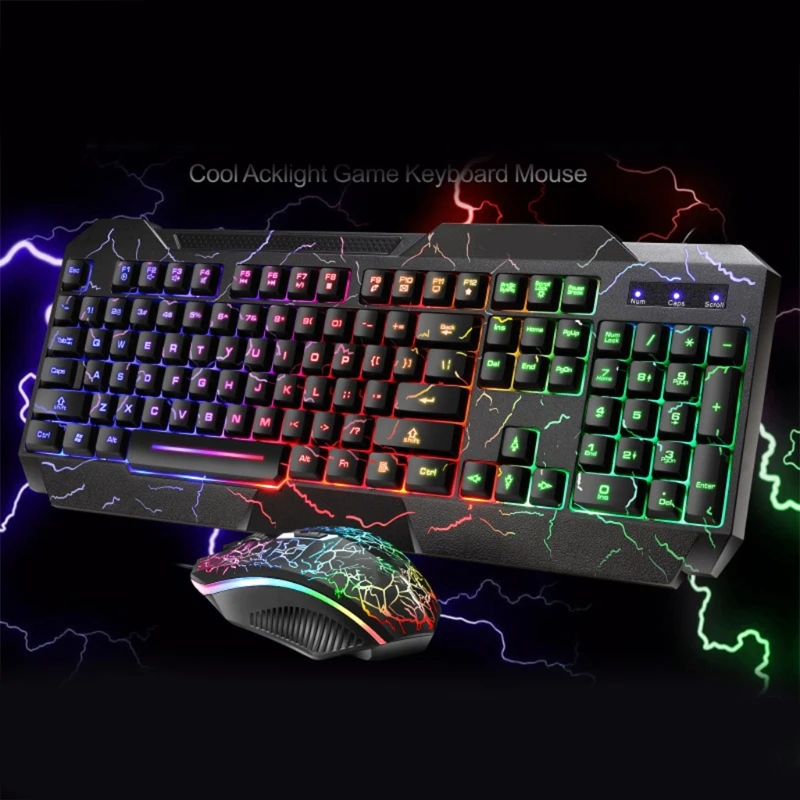 

Cool USB Wired Keyboard and Mouse with Colorful Backlit Multimedia Key Cap Supporting for Windows XP/7/8/10
