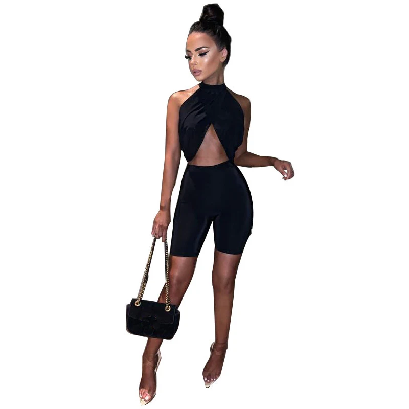 Комплект из 2 предметов для женщин Сексапильный топ с вырезом на спине и