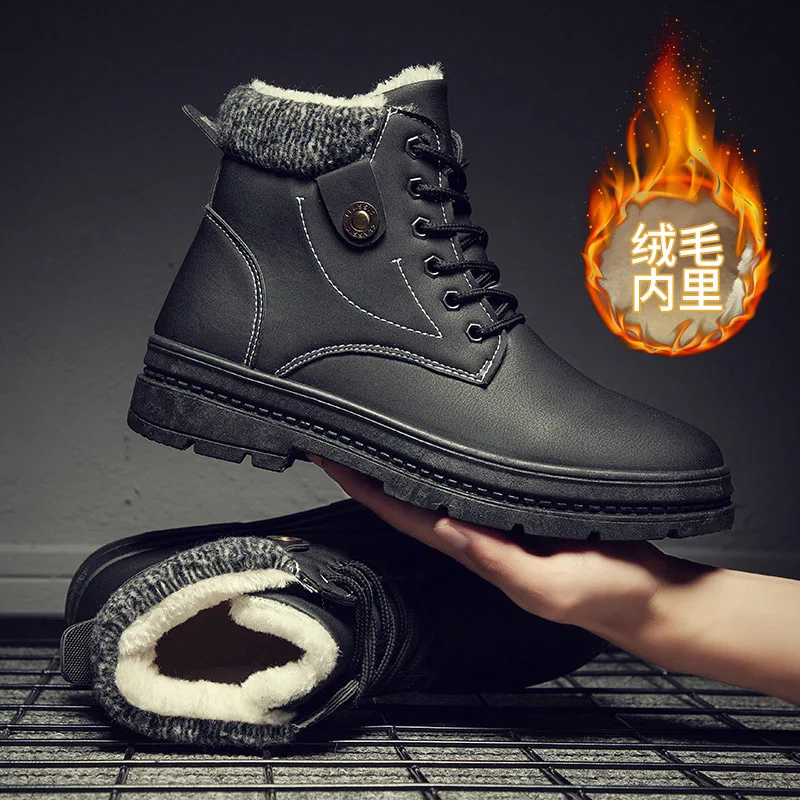 

Мужские ботинки со шнуровкой на низком каблуке, из ПУ кожи