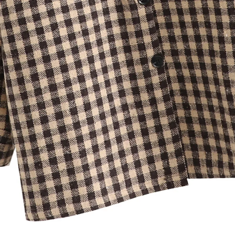 

Oversize Women Lapel Jacket 2021 Spring-autumn Fashion Ladies Casual Korean Loose Female Microdermabrasion plaid Jacket Top