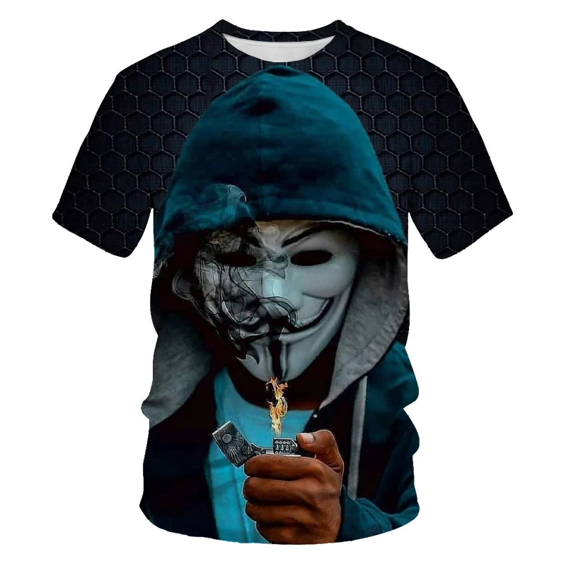 

New summer 3D printing mask clown men's and women's casual T-shirt trend cool young men's T-shirt hip hop short sleeve xxs-6xl