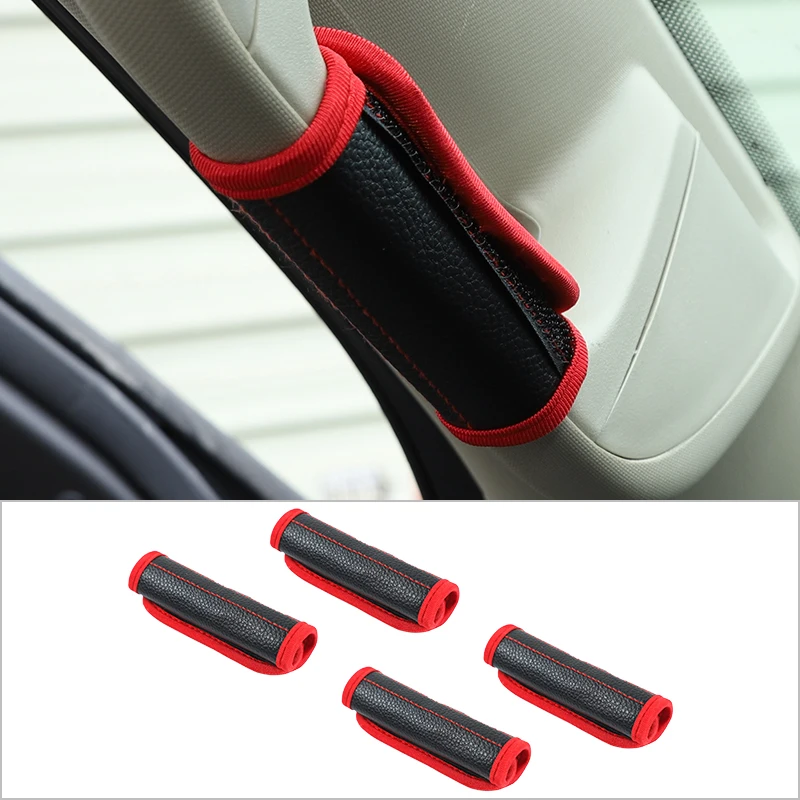 

Top Handle Protection Cover New Leather Black Red Luxury Safety Protection Cover For Dodge RAM 2018 Up Car Accessories