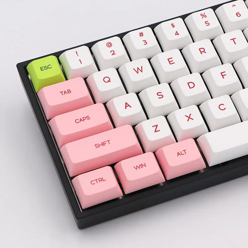 

1Set XDA Profile Keycap white pink Color matching mechanical keyboard PBT sublimation keycaps GK68/NJ68 for Mechanical Keyboard