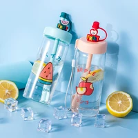 400ml a colorful and fruity glass creative modeling plastic cup with lid and straw summer fruit drink sippy cup with fruit print