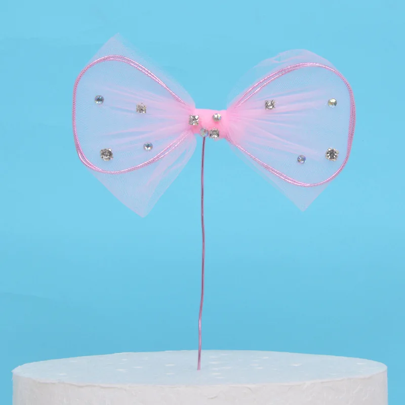 Милый торт Топпер бант стразы кристалл вставки Декор еда топперы с днем рождения