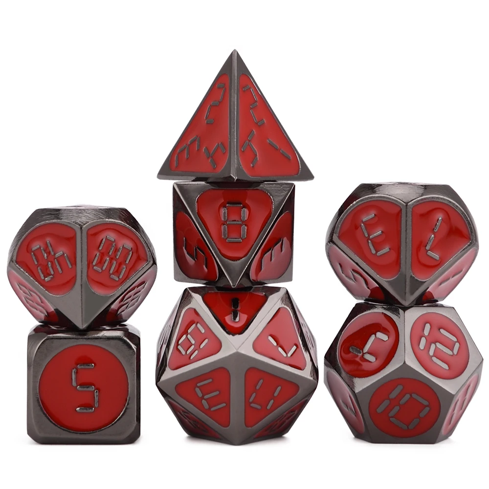 Цифровые металлические кубики с мягким шнурком для настольных игр DnD D4 D6 D8 D10 D% D12 D20