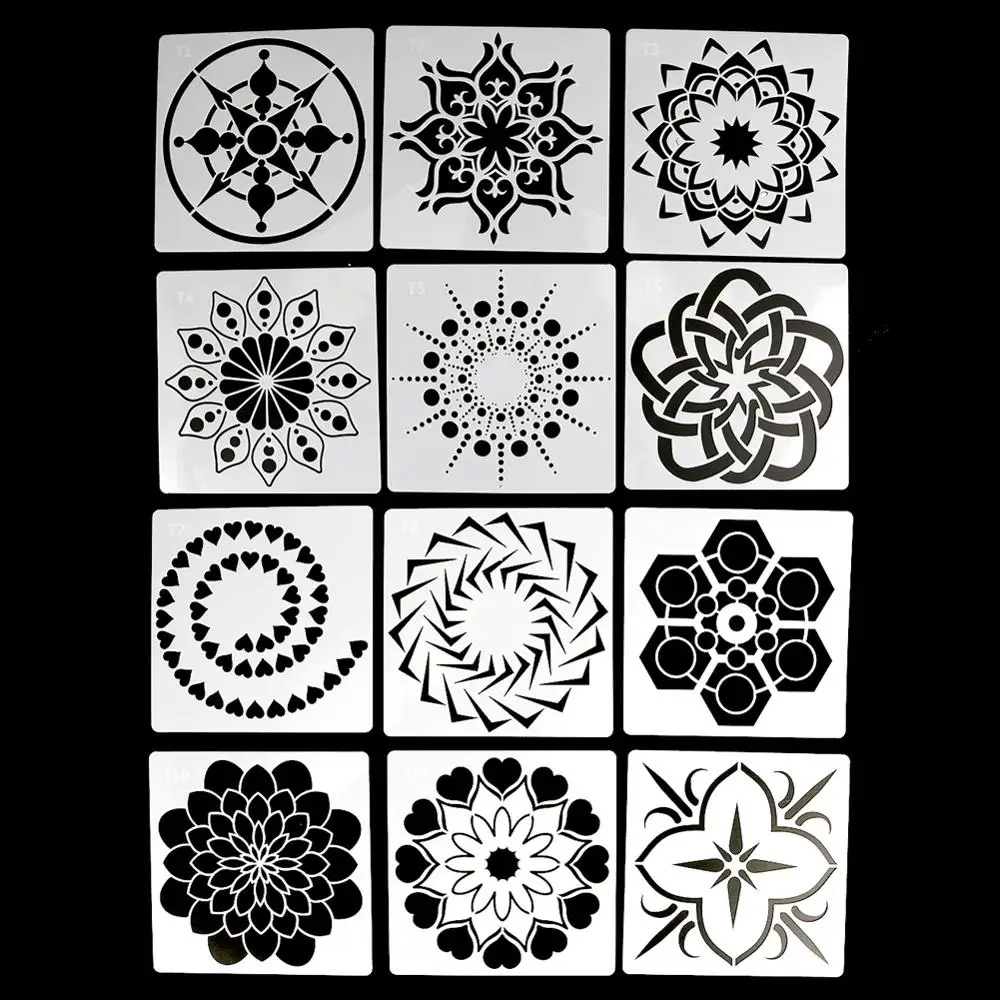 12 Дизайнов DIY трафареты для картин картины украшения стен альбом скрапбукинга