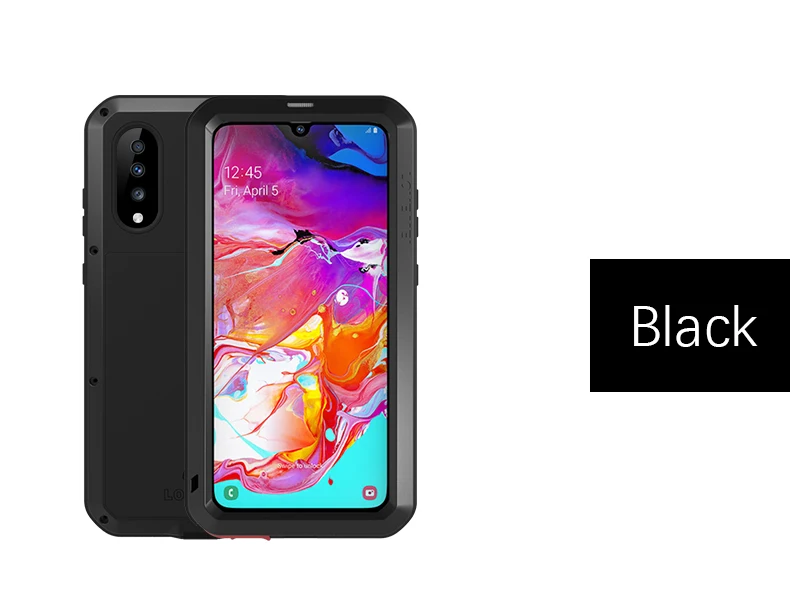 Черный Металлический Чехол Love Mei для samsung Galaxy A70, ударопрочный чехол для телефона samsung Galaxy A70 A705, Прочный чехол с защитой от падения - Цвет: Черный