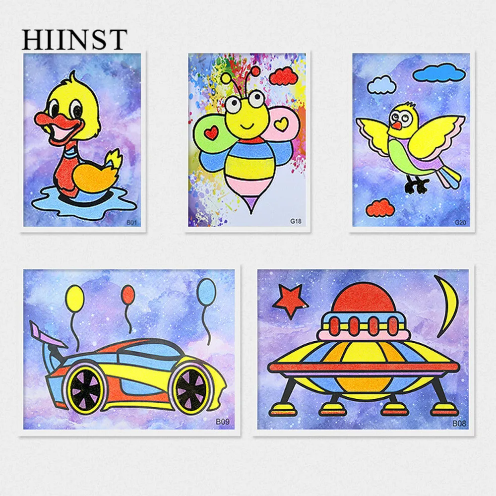 HIINST Kids 12 Colors Sand Painting Art Kit Drawing Toys Brush Table Funnel Cartoon Paper Writing DIY | Игрушки и хобби