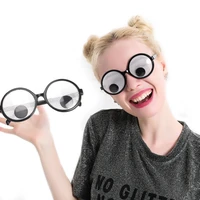 creative cute will turn the eyeball round frame glasses funny birthday party glasses eyewear sunglasses novelty toys halloween