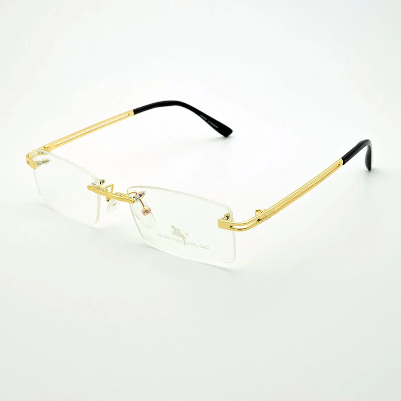 Безрамные мужские очки с магнитным зажимом пленка для близорукости золотые