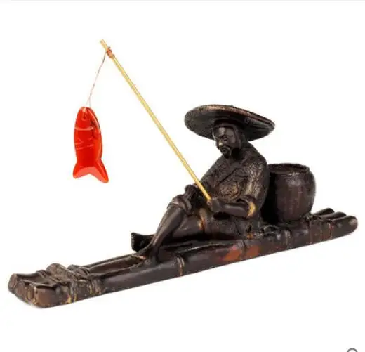 Brass Jiang Taigong Characters Ornaments Fishermen Fishing Home Crafts | Дом и сад