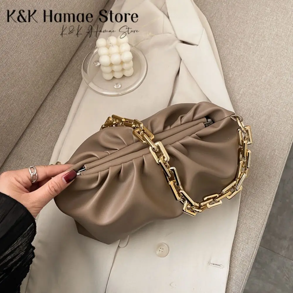 

Cloud PU Leather Shoulder Bags Solid Color Soft Hobos Bag Designer Women Clutches Luxury Crossbody Pleated Bag Baguette Pouch