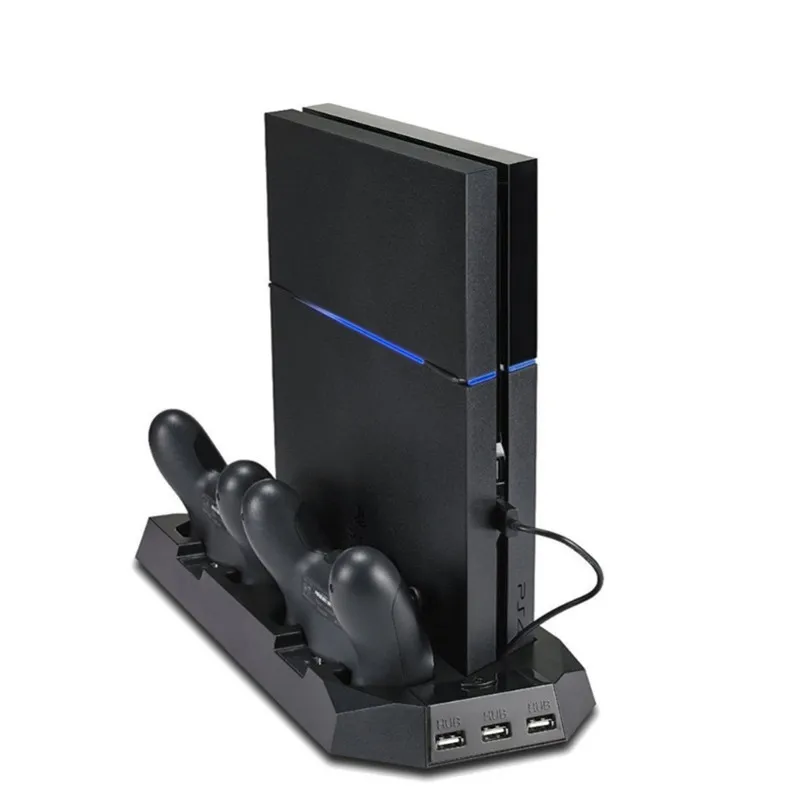 ps4 vertical cooling fan charging dock dual controllers charger stand 3 usb hub charging station for playstation4 slim console free global shipping
