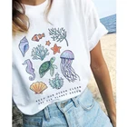 Футболка женская с принтом Keep Our Ocean Clean And Our Planet Green, шикарная графическая эко-футболка с круглым вырезом, лето