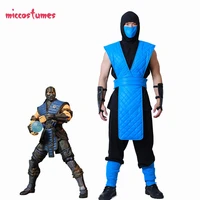 mens mortal kombat sub zero cosplay costume blue suit with face covering shotokan ninja blue fighter halloween cosplay costume
