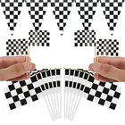 Гоночный автомобиль торт Топпер черный белый клетчатый день рождения принадлежности шахматы мотоцикл клетчатые флаги baby shower вечеринки сувениры для мальчиков