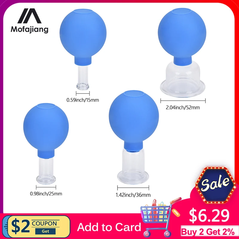 Вакуумный массаж баночный набор чашек с резиновой головкой Стекло